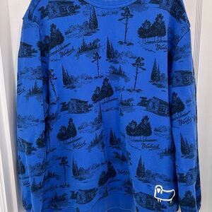 Woolrich X Target Collab Toile Print Blue Crewneck Sweatshirt Mens 2XL